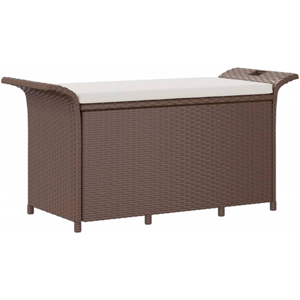 Panca da Giardino con Cuscino Marrone 116x46x57cm in Polyrattan - Foto 1