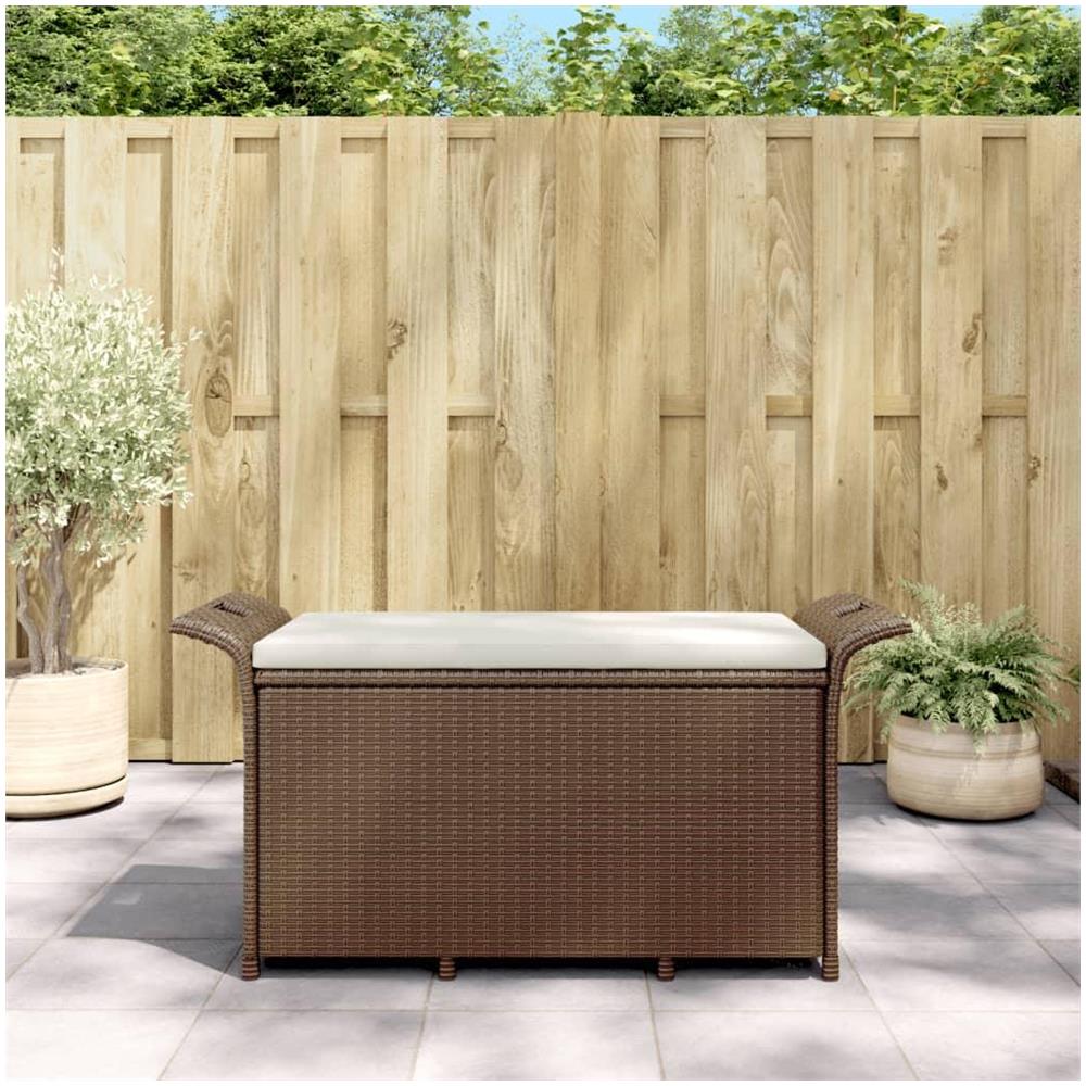 Panca da Giardino con Cuscino Marrone 116x46x57cm in Polyrattan - Foto 2