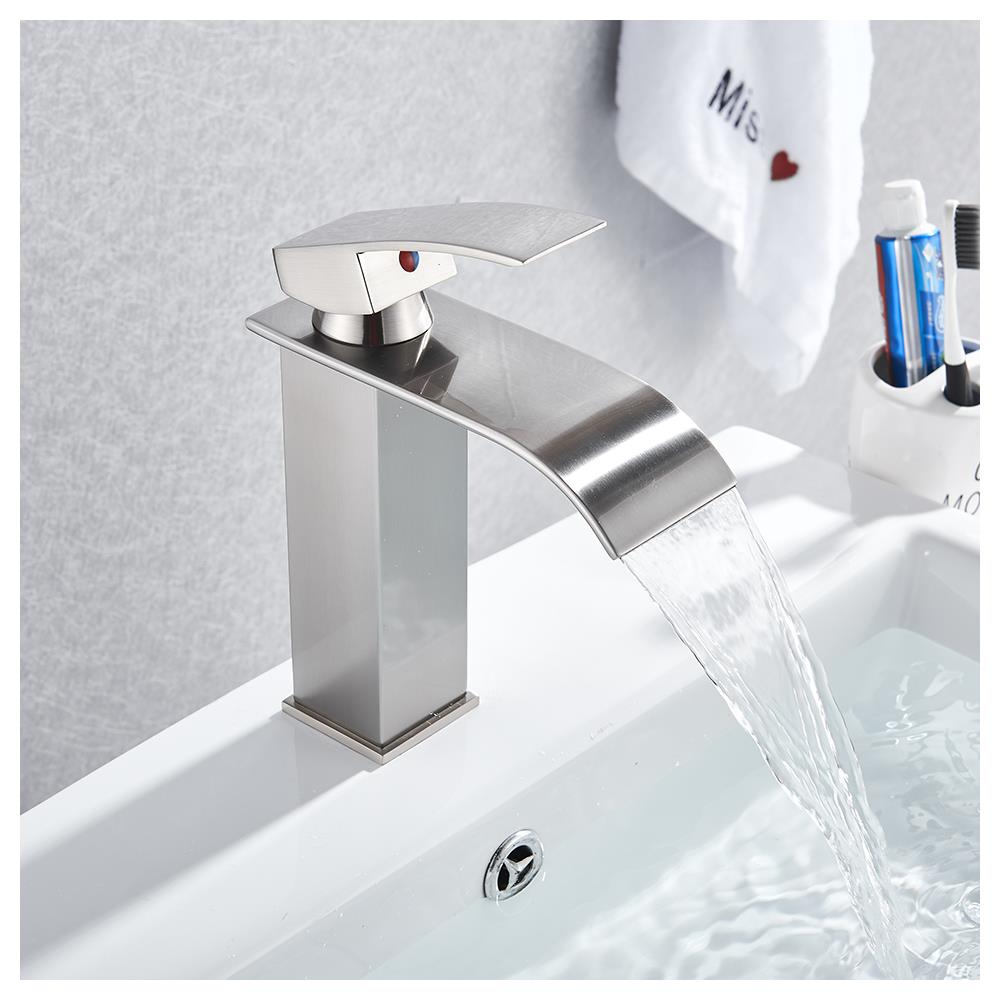 Rubinetto per lavabo da bagno, Blackswan, tipo M297, modello a cascata in nichel, misura 19,3 cm - Foto 4