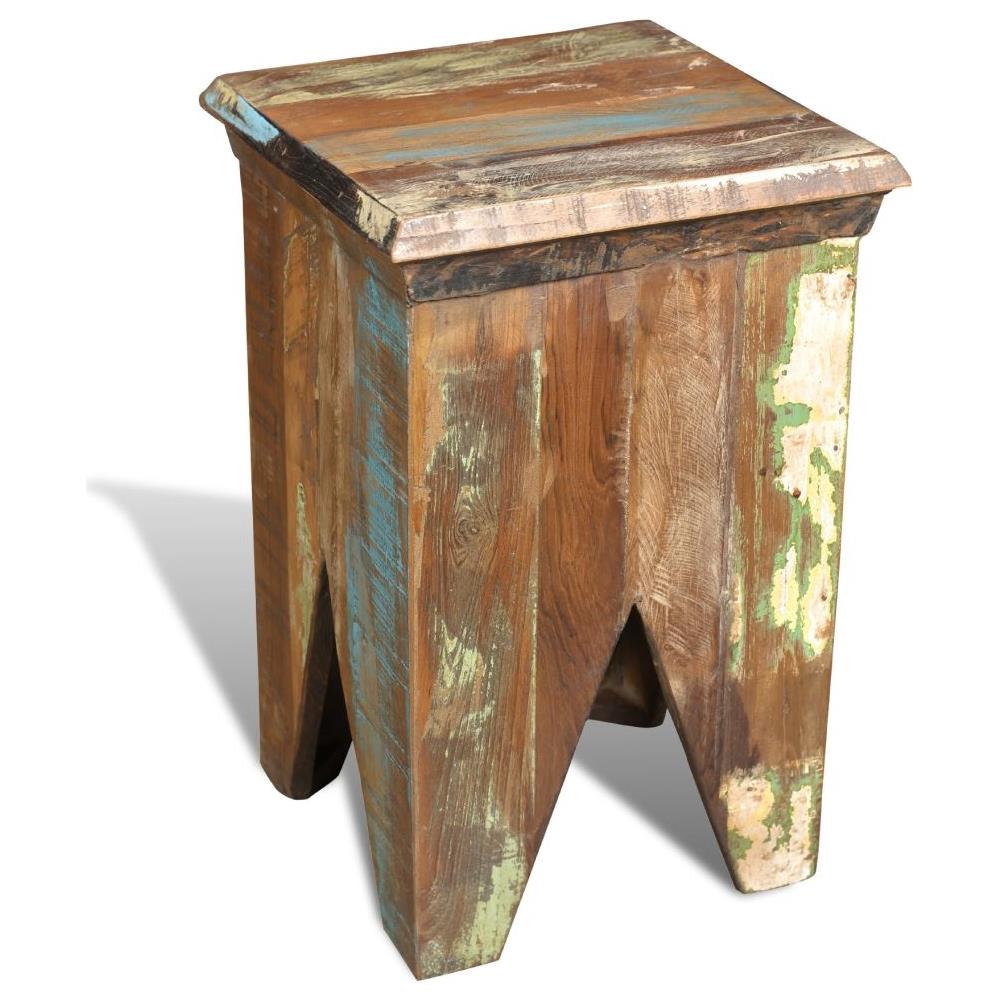 Antica Sedia A Sgabello In Legno Riciclato - Foto 2