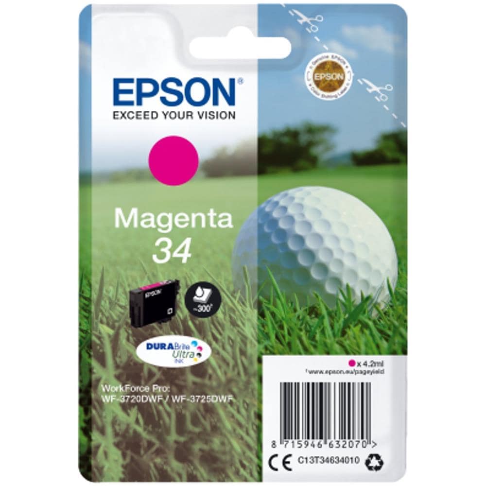 C13T34634010 Cartuccia Ink Originale Magenta per WorkForce Pro WF-3720 Capacità 300 Pagine - Foto 1