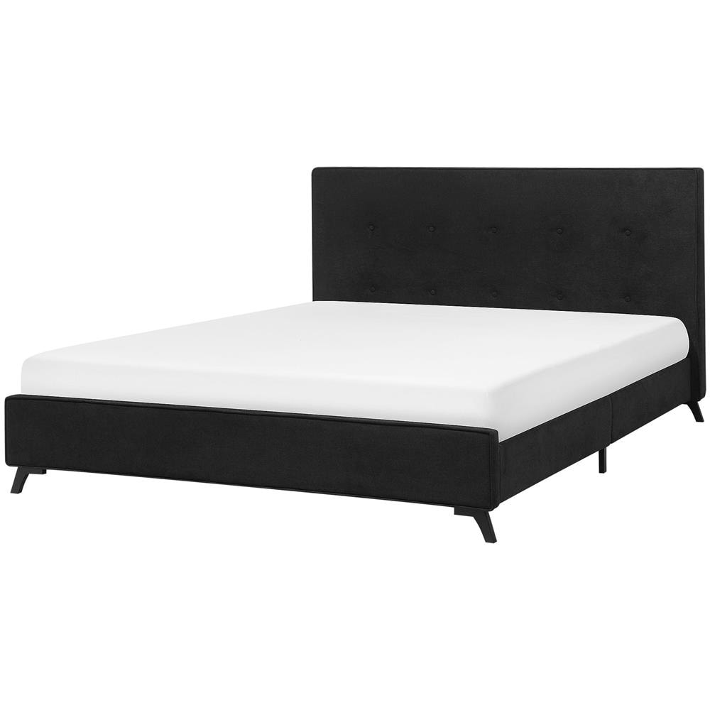 Letto In Ciniglia Nero 180 X 200 Cm Ambassador - Foto 1