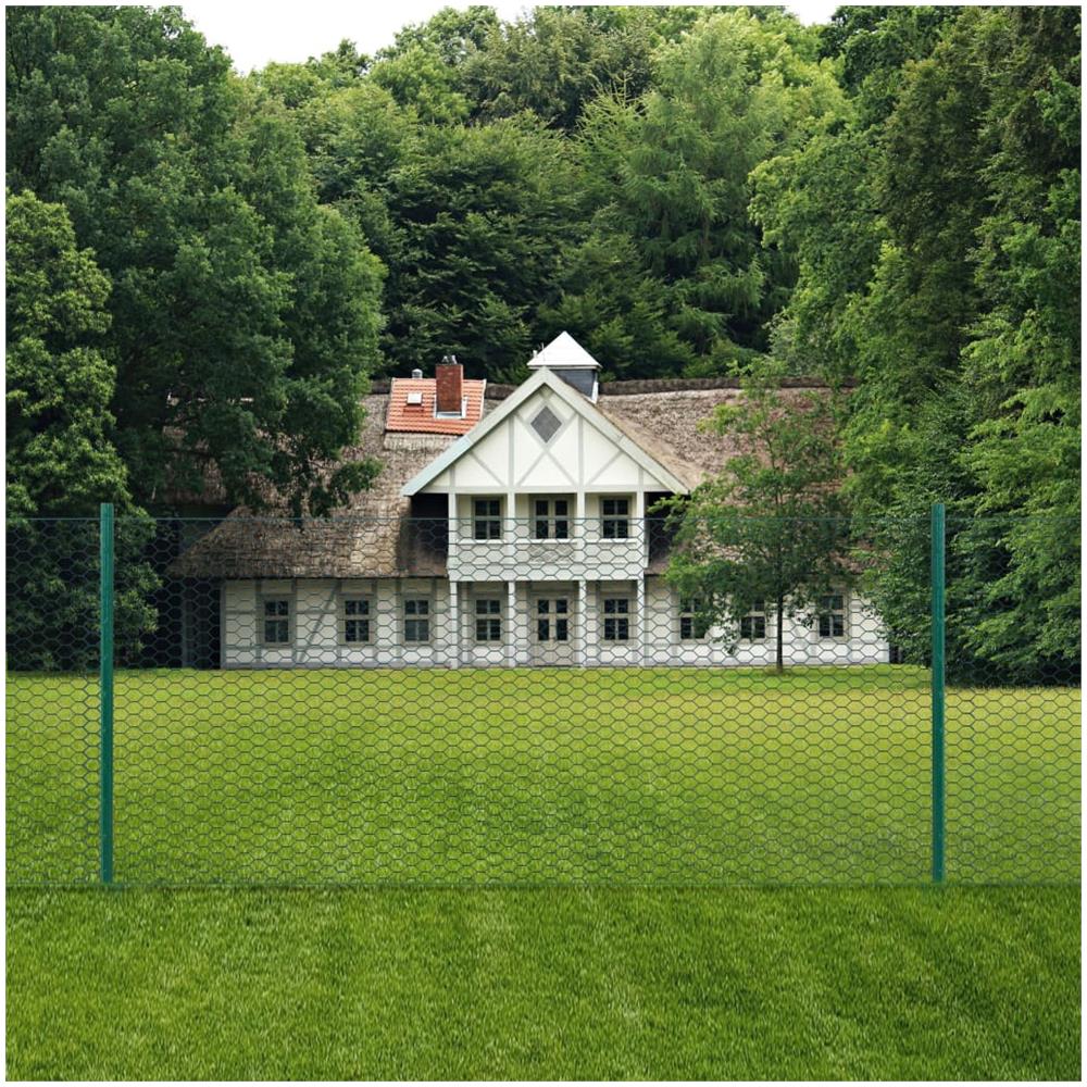 Rete Per Recinzione Con Pali In Acciaio 25x0,75 M Verde - Foto 2