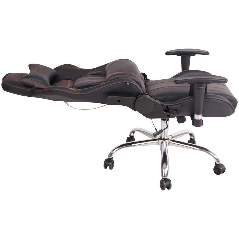 Sedia Ufficio Massaggiante E Riscaldata Limit XM in Similpelle I Poltrona Racing Scrivania Schienale Reclinabile I Poltrona Relax Gamer Nero / Marrone - Foto 5