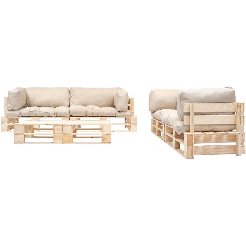 Set Divani Da Giardino Pallet 6pz Con Cuscini Sabbia Legno Fsc - Foto 2