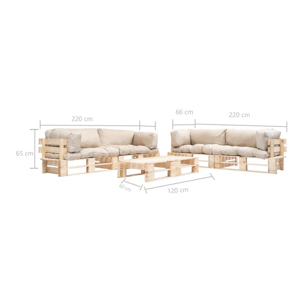 Set Divani Da Giardino Pallet 6pz Con Cuscini Sabbia Legno Fsc - Foto 5
