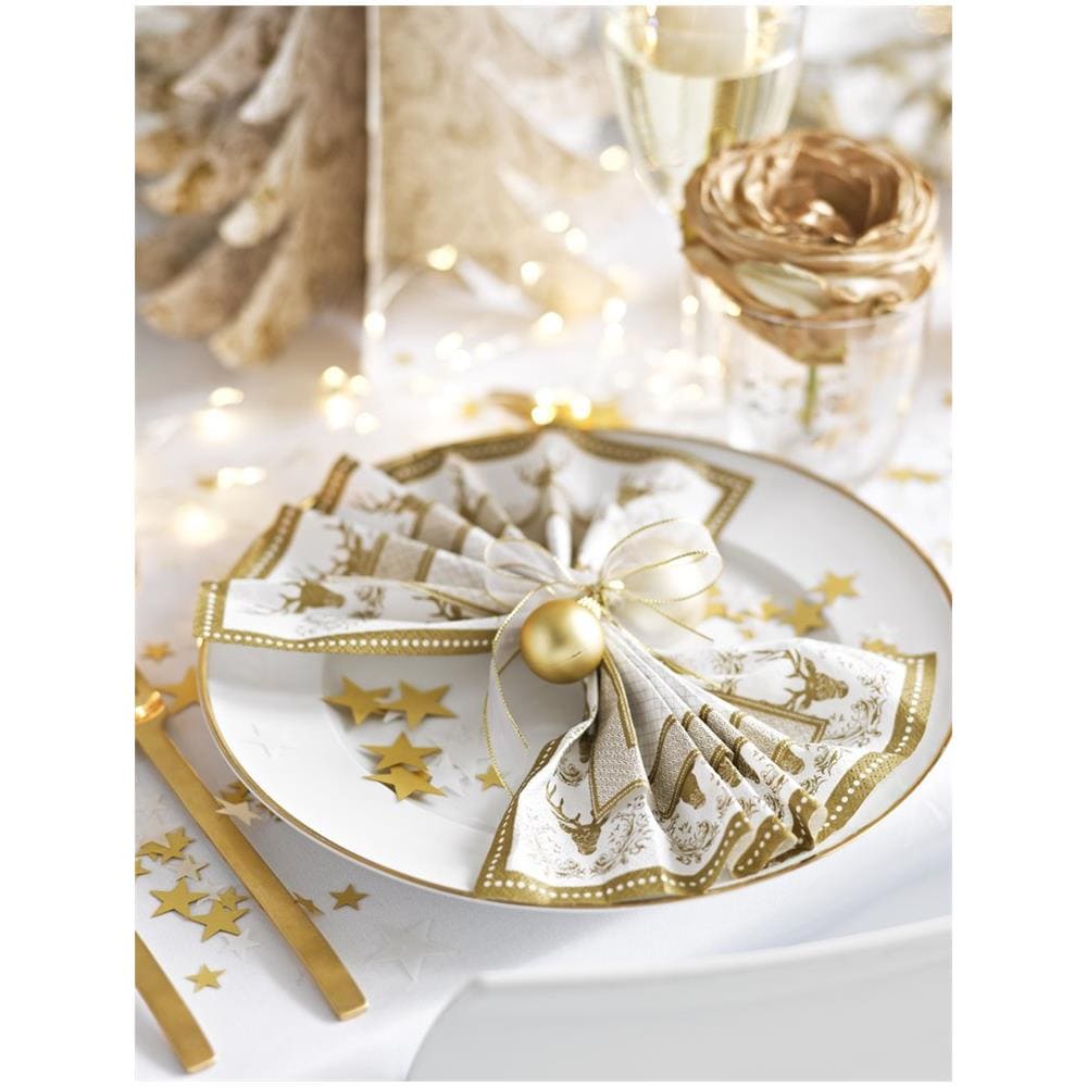 Talking Tables - 20 Tovaglioli Di Carta Stile Porcellana Bianco E Oro - Foto 2