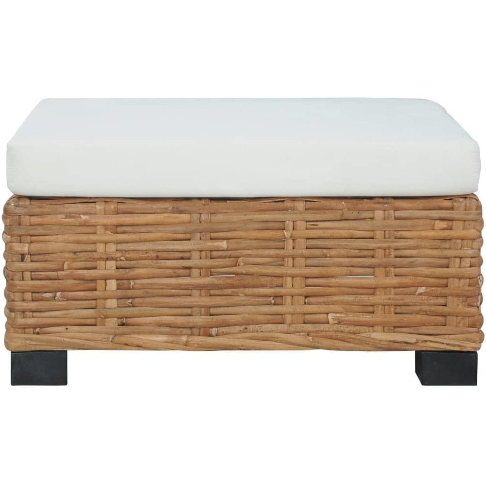 Poggiapiedi con Cuscino in Rattan Naturale 66 x 66 x 37 cm - Foto 3