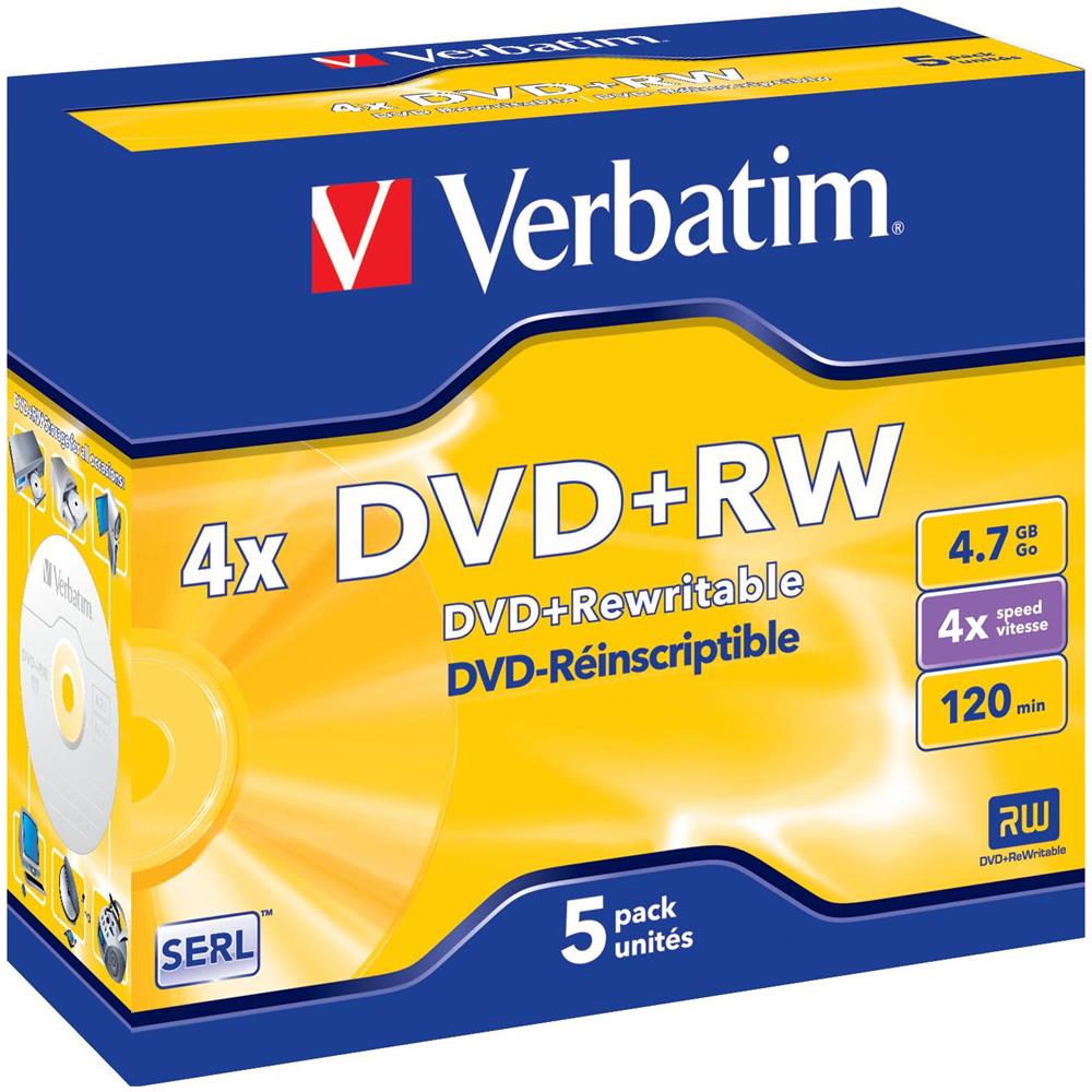 Dvd + Rw, 4x, 4,7 Gb / 120 Min, Custodia Da 5 Pezzi, Serl - Foto 1