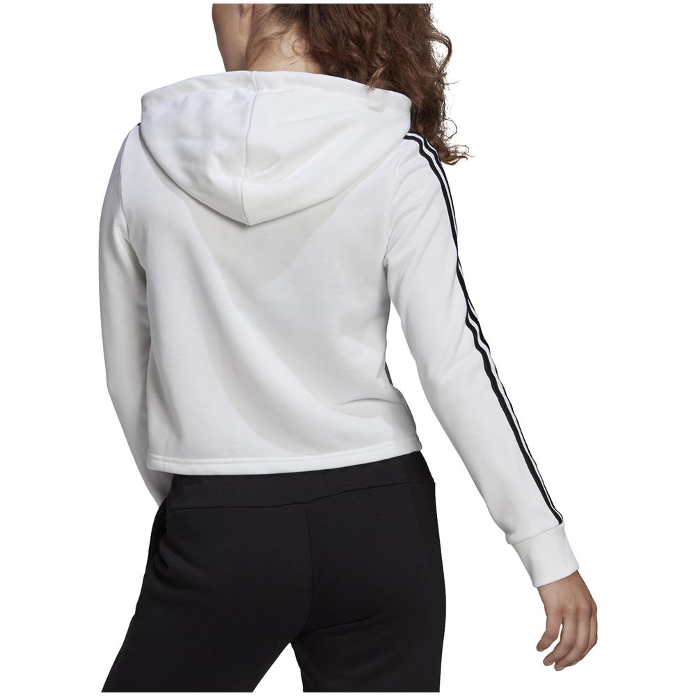 Felpa Da Donna Con Cappuccio Essentials 3-stripes Cropped Bianca Taglia Xl Codice Gm5574 - Foto 2
