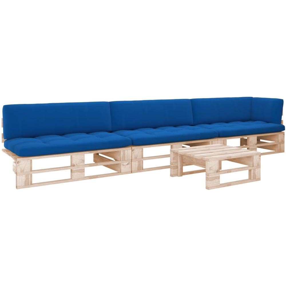 Set Divani in Pallet con Cuscini 4 pz in Pino Impregnato - Foto 1