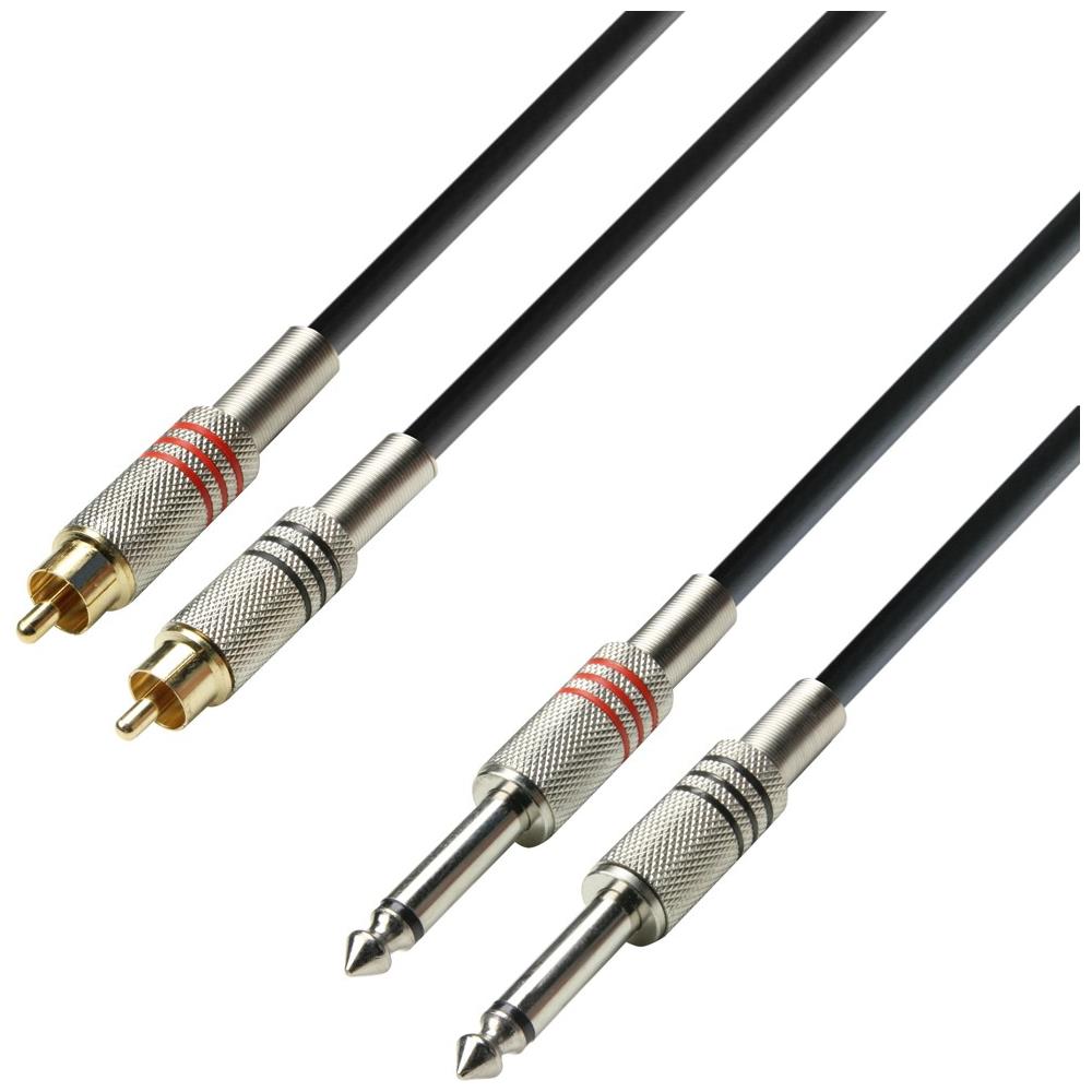 K3 TPC 0100 1m 2 x RCA 2 x 6.35mm TRS Nero, Argento cavo audio - Foto 1