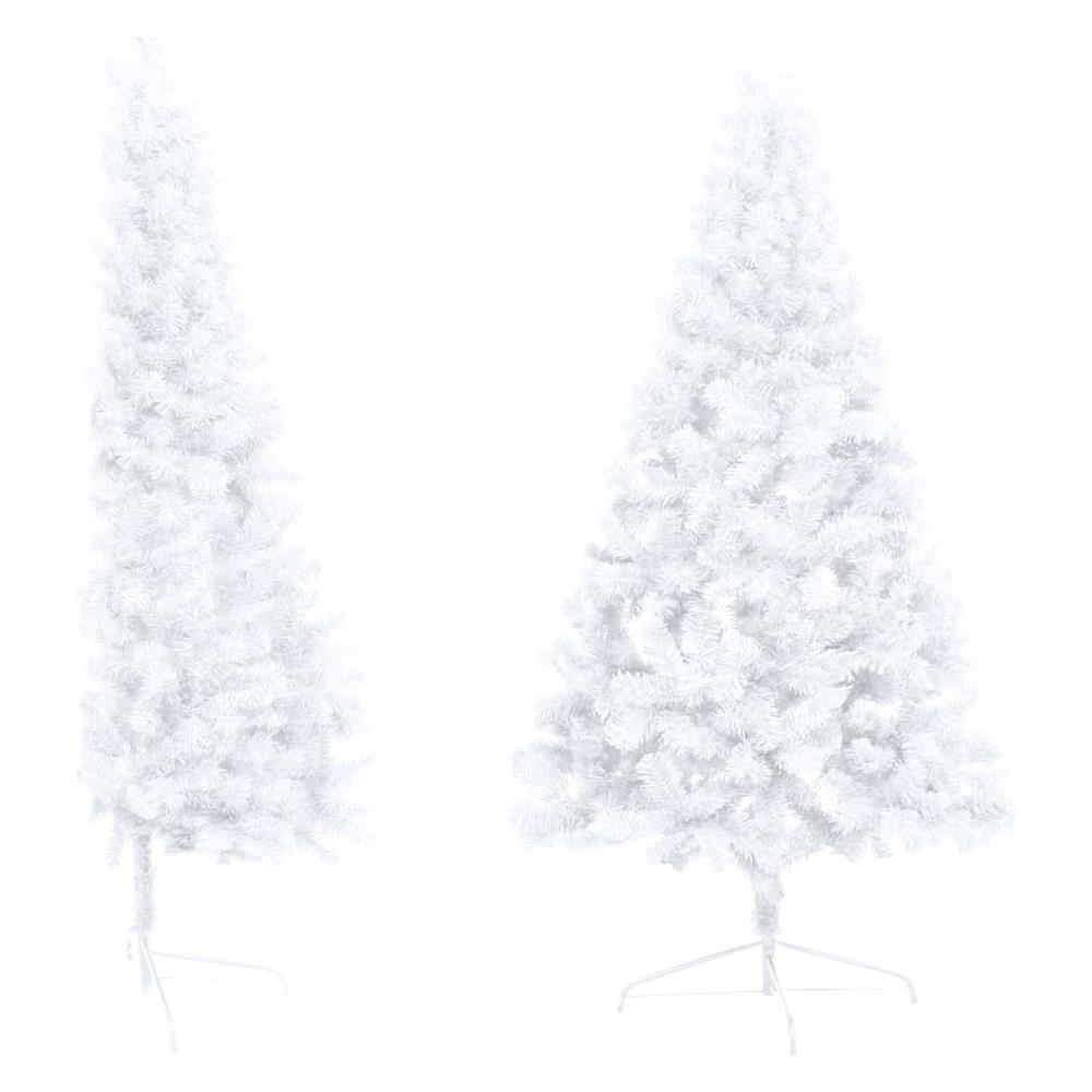 Set Albero Natale Artificiale a Metà LED e Palline Bianco 150cm - Foto 3