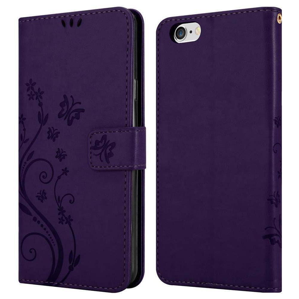 Custodia Compatibile Con Apple Iphone 6 Plus / Iphone 6s Plus In Lilla Scuro Fiore - Coperchio Protettivo In Design Floreale Con Chiusura Magnetica, Funzione Stand E Slot Per Carte - Foto 8