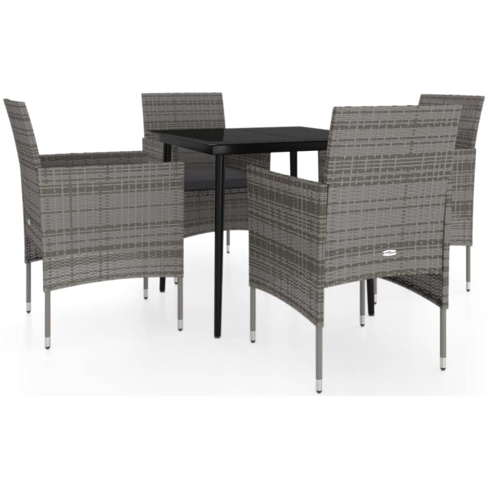 Set Da Pranzo Da Giardino Grigio E Nero 5 Pz Con Cuscini - Foto 2