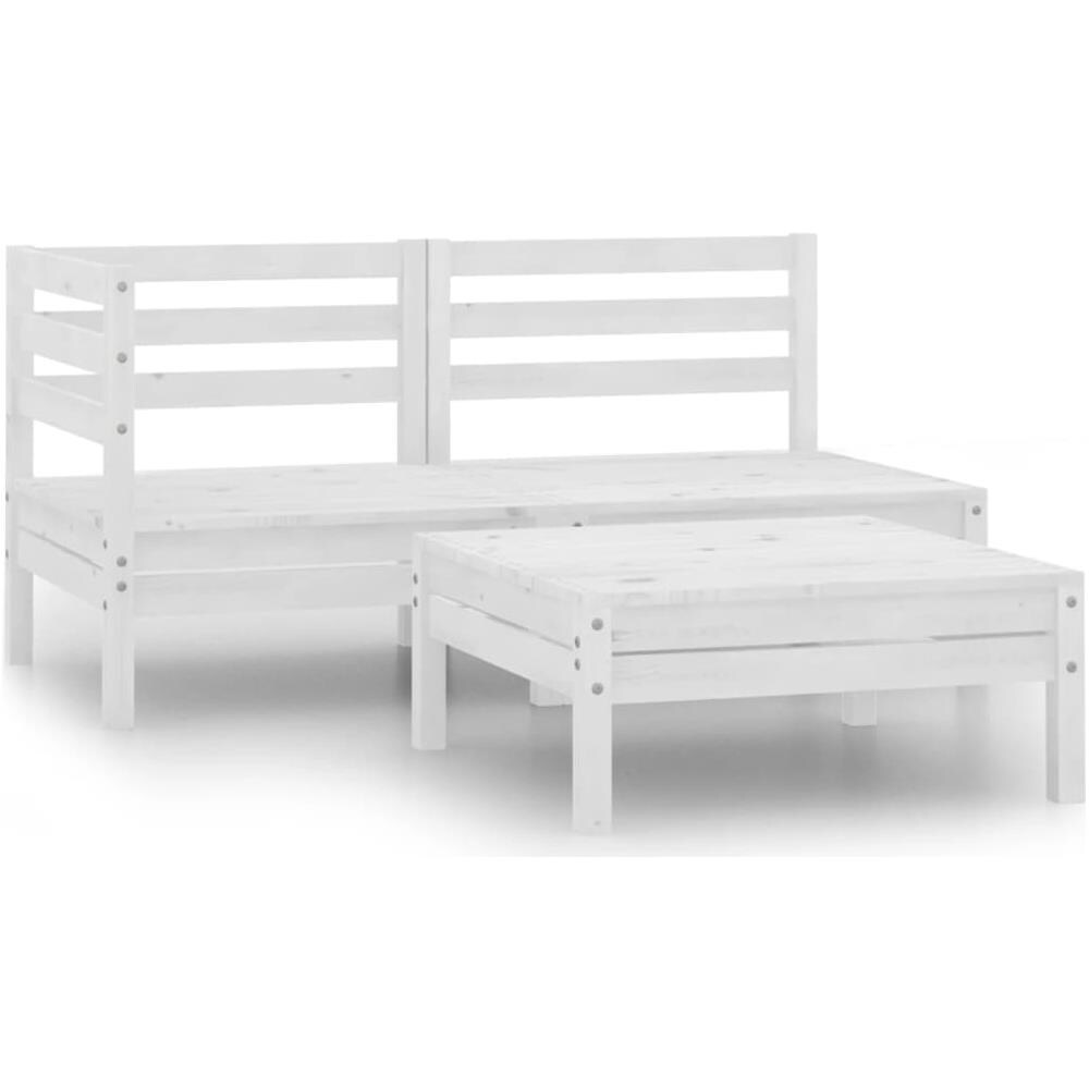 Set Divani da Giardino 3 pz in Legno Massello di Pino Bianco - Foto 1