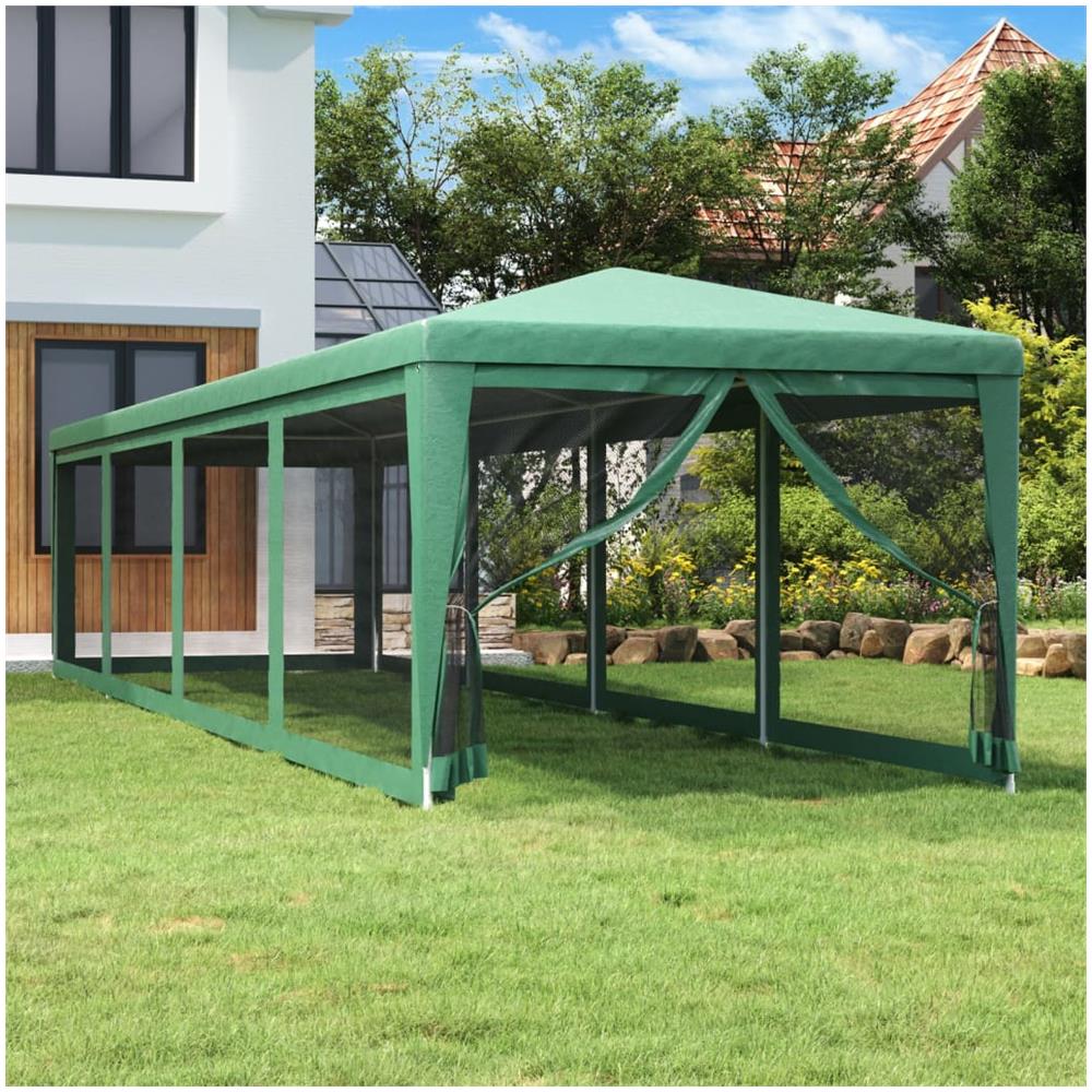 Tenda Per Feste Con 10 Pareti Laterali In Rete Verde 3x12m Hdpe - Foto 1