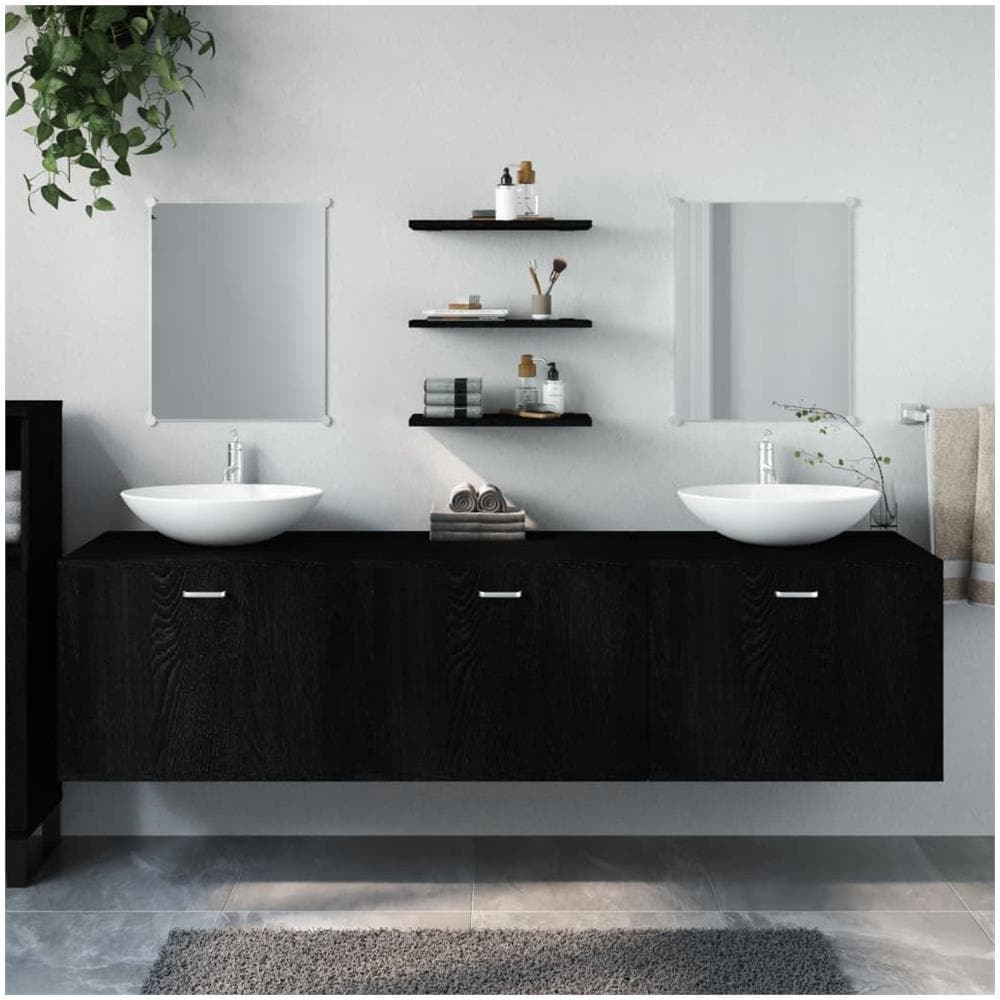 Set Mobili Da Bagno 6 Pz Nero In Legno Multistrato - Foto 1