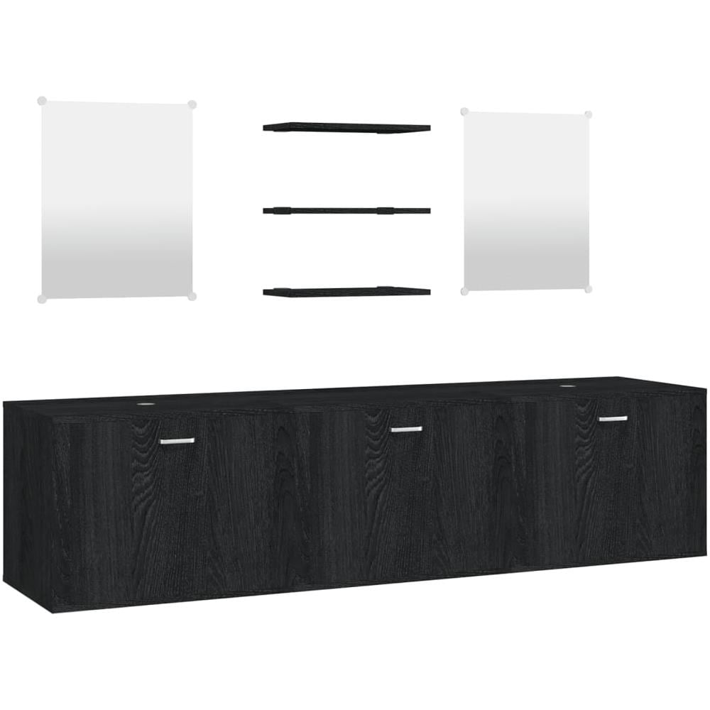 Set Mobili Da Bagno 6 Pz Nero In Legno Multistrato - Foto 2