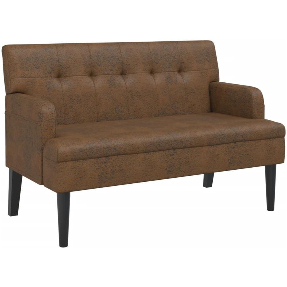 Panca Con Schienale Marrone 112x65,5x75 Cm In Scamosciato - Foto 2