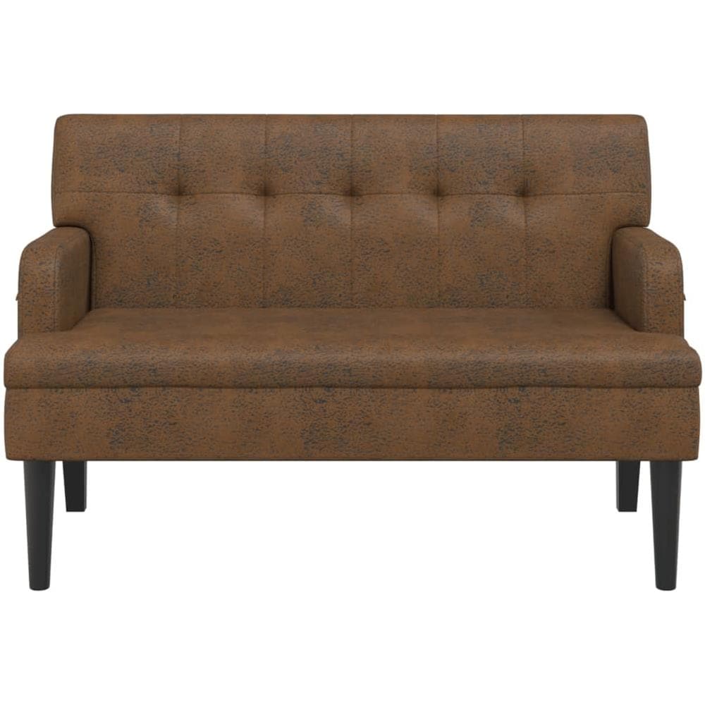 Panca Con Schienale Marrone 112x65,5x75 Cm In Scamosciato - Foto 3
