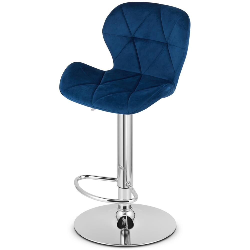 Sgabello in velluto WEST - Blu navy per soggiorno e cucina - Foto 7