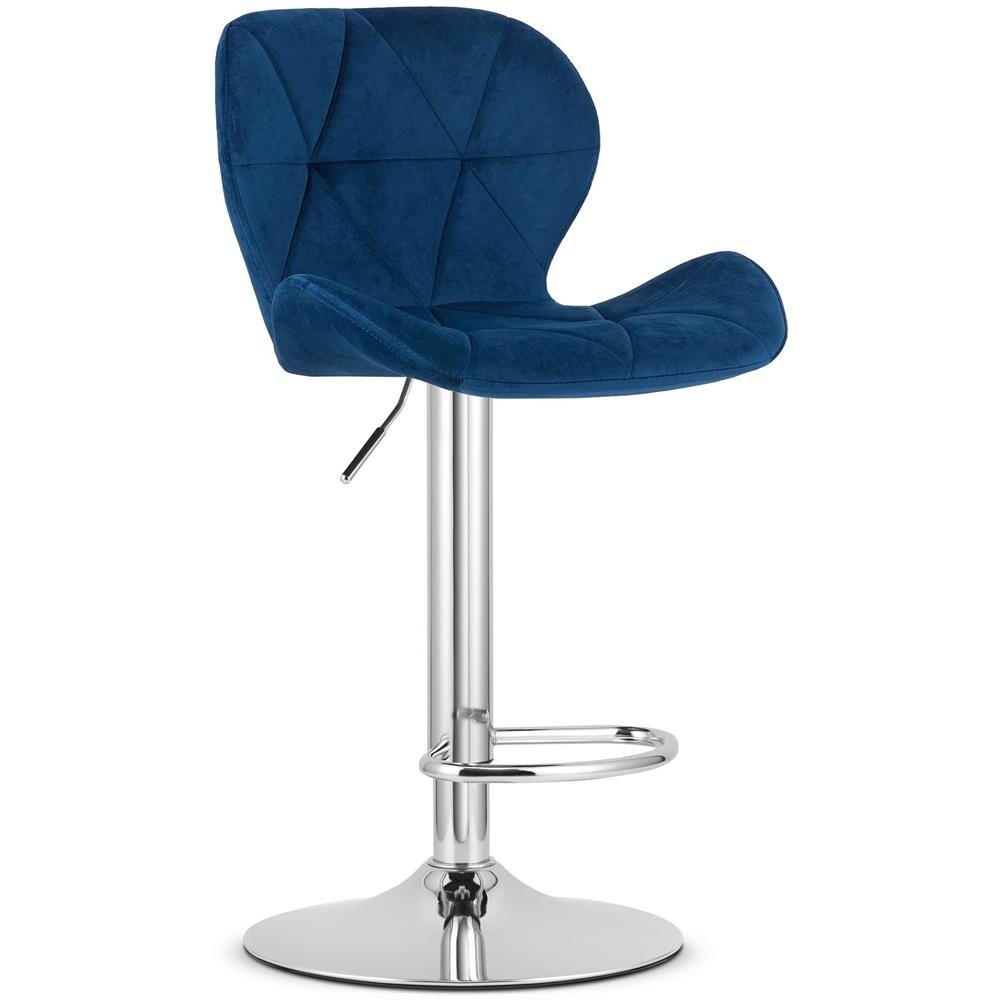 Sgabello in velluto WEST - Blu navy per soggiorno e cucina - Foto 1