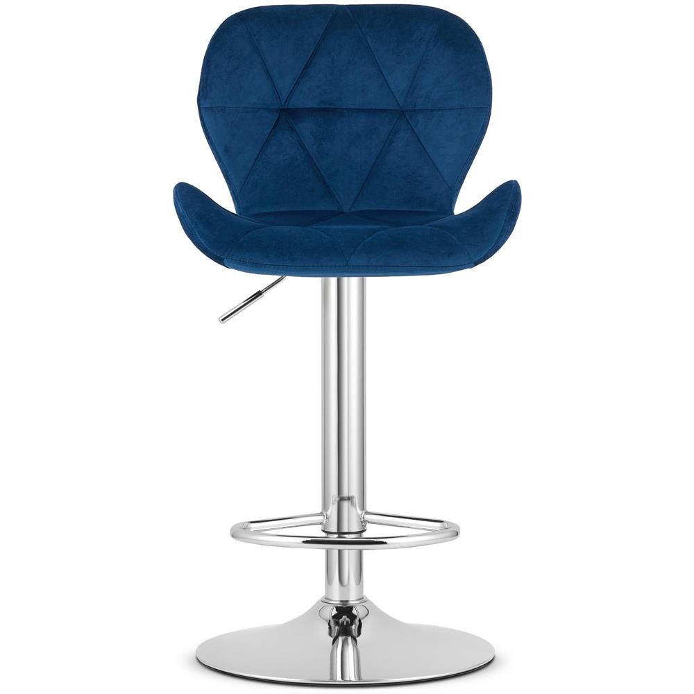 Sgabello in velluto WEST - Blu navy per soggiorno e cucina - Foto 2