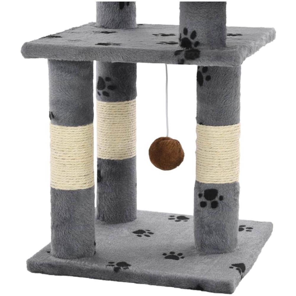Albero Per Gatti Tiragraffi In Sisal 65 Cm Zampe Stampate Grigio - Foto 5
