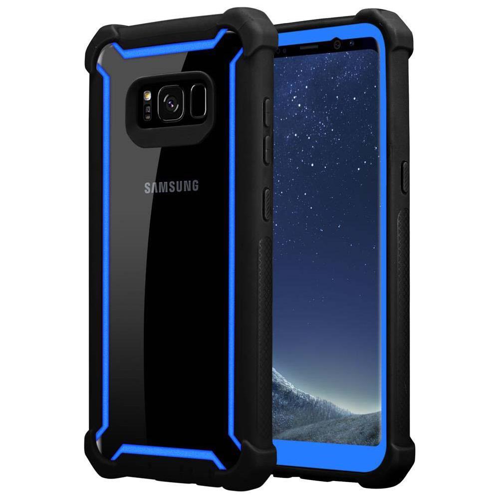 Custodia Compatibile Con Samsung Galaxy S8 Plus In Blu Nero - Coperchio Protettivo 2 In 1 Con Bordo In Silicone Tpu E Retro In Vetro Acrilico - Foto 1