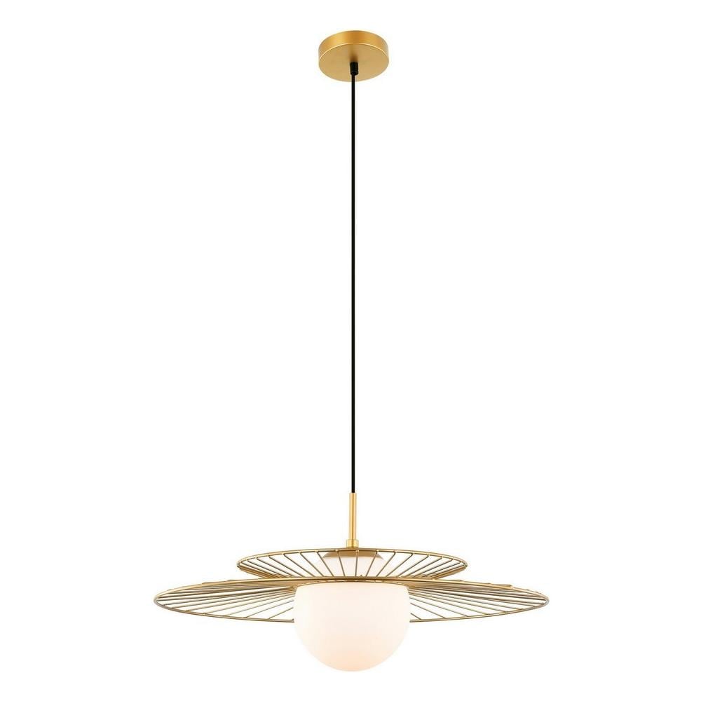Pendente A Sospensione Moderno Dorato 1 Luce Con Oro, Paralume Bianco, Attacco E27 - Foto 2