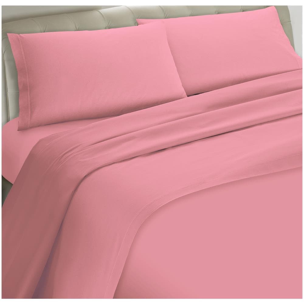 Set Completo Lenzuola 100% Microfibra - Una Piazza E Mezza, Lenzuolo Sopra 180 X 290 Cm, Lenzuolo Sotto 110/120 X 190/200 X 25 Cm, 1 Federa 52 X 82 Cm - Rosa - Foto 1