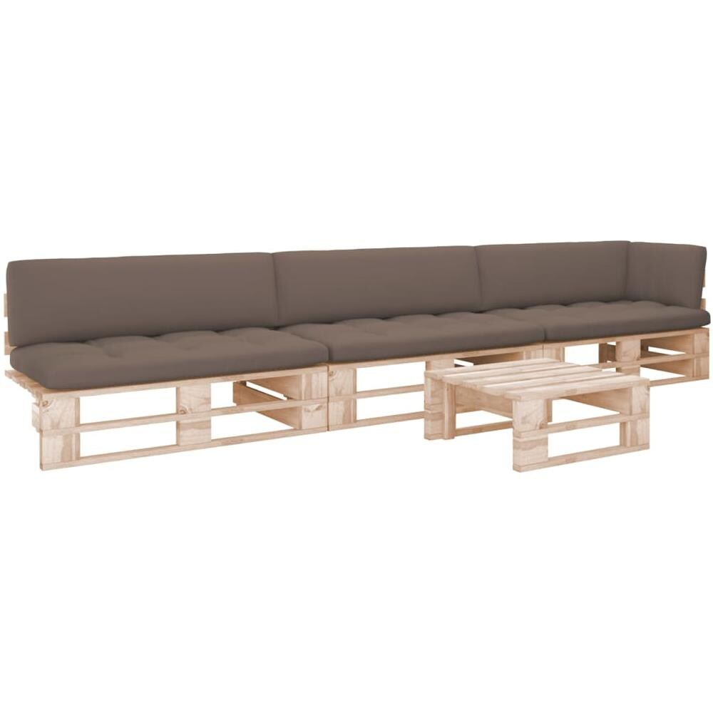 Set Divani su Pallet 4 pz e Cuscini in Legno di Pino Impregnato - Foto 1