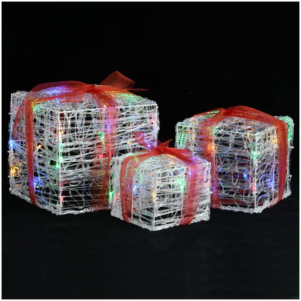 Scatole Regalo Decorative Natale In Acrilico 3 Pz Colorate - Foto 1