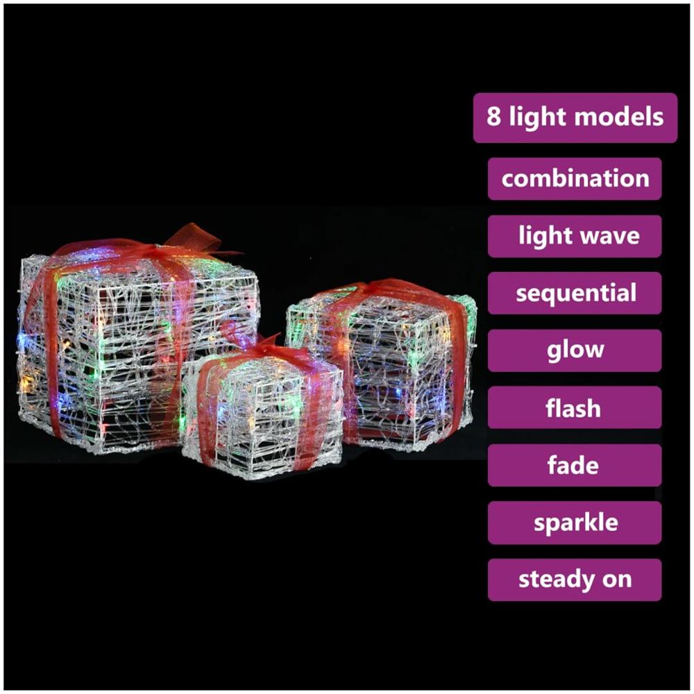 Scatole Regalo Decorative Natale In Acrilico 3 Pz Colorate - Foto 6