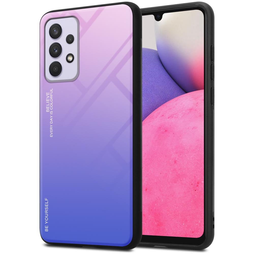 Custodia Compatibile Con Samsung Galaxy A33 5g In Rosa - Blu - Coperchio Protettivo Bicolore In Vetro Temperato E Silicone Tpu - Foto 1