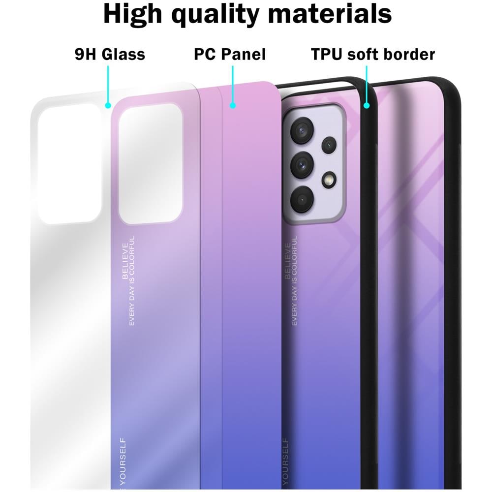Custodia Compatibile Con Samsung Galaxy A33 5g In Rosa - Blu - Coperchio Protettivo Bicolore In Vetro Temperato E Silicone Tpu - Foto 6