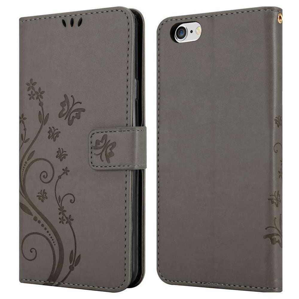 Custodia Compatibile Con Apple Iphone 6 Plus / Iphone 6s Plus In Grigio Fiore - Coperchio Protettivo In Design Floreale Con Chiusura Magnetica, Funzione Stand E Slot Per Carte - Foto 8
