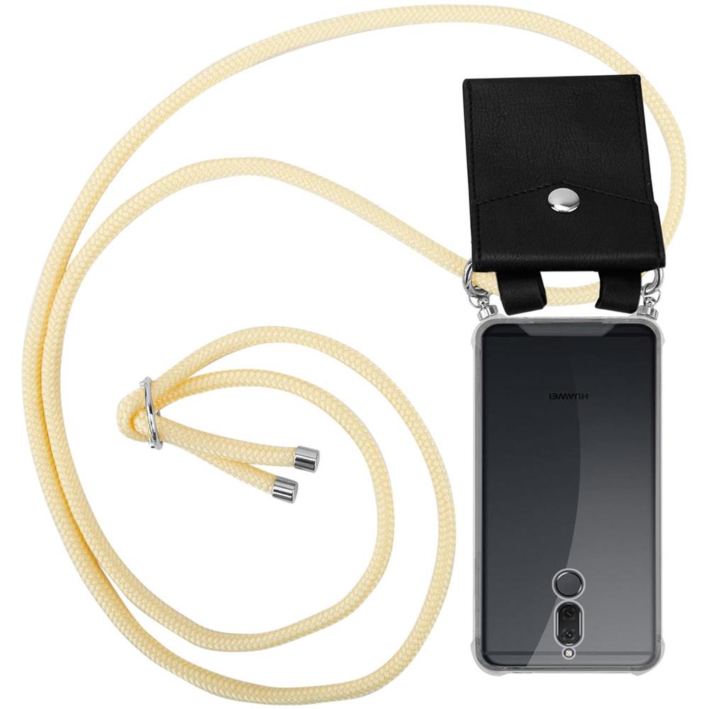 Catena Di Telefoni Cellulari Compatibile Con Huawei Mate 10 Lite In Crema Beige - Coperchio Protettivo In Silicone Con Anelli D'argento, Cinturino In Corda E Custodia Staccabile - Foto 1