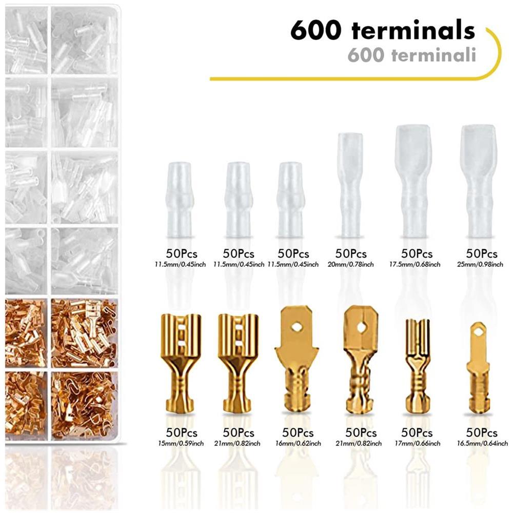 Pinza Crimpatrice Faston, Pinza Per Crimpare Terminali Elettrici Faston, Pinza Con 600 Manicotti Piatti Connettore 0.5-1.5 Mm² - Foto 2