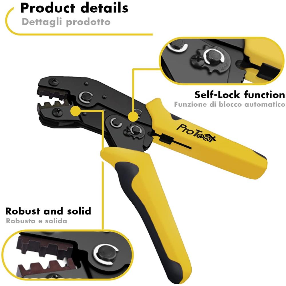 Pinza Crimpatrice Faston, Pinza Per Crimpare Terminali Elettrici Faston, Pinza Con 600 Manicotti Piatti Connettore 0.5-1.5 Mm² - Foto 7