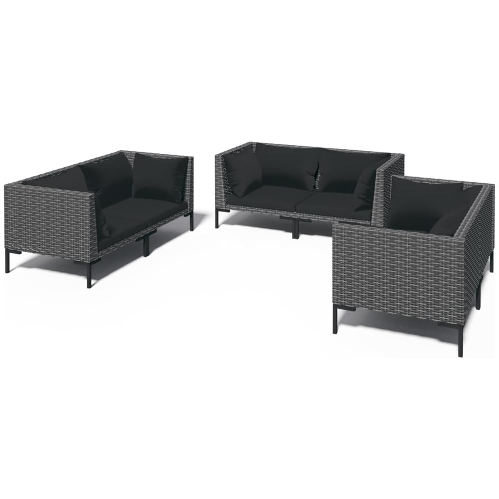 Set Divani Giardino 6 Pz Con Cuscini In Polyrattan Grigio Scuro - Foto 2