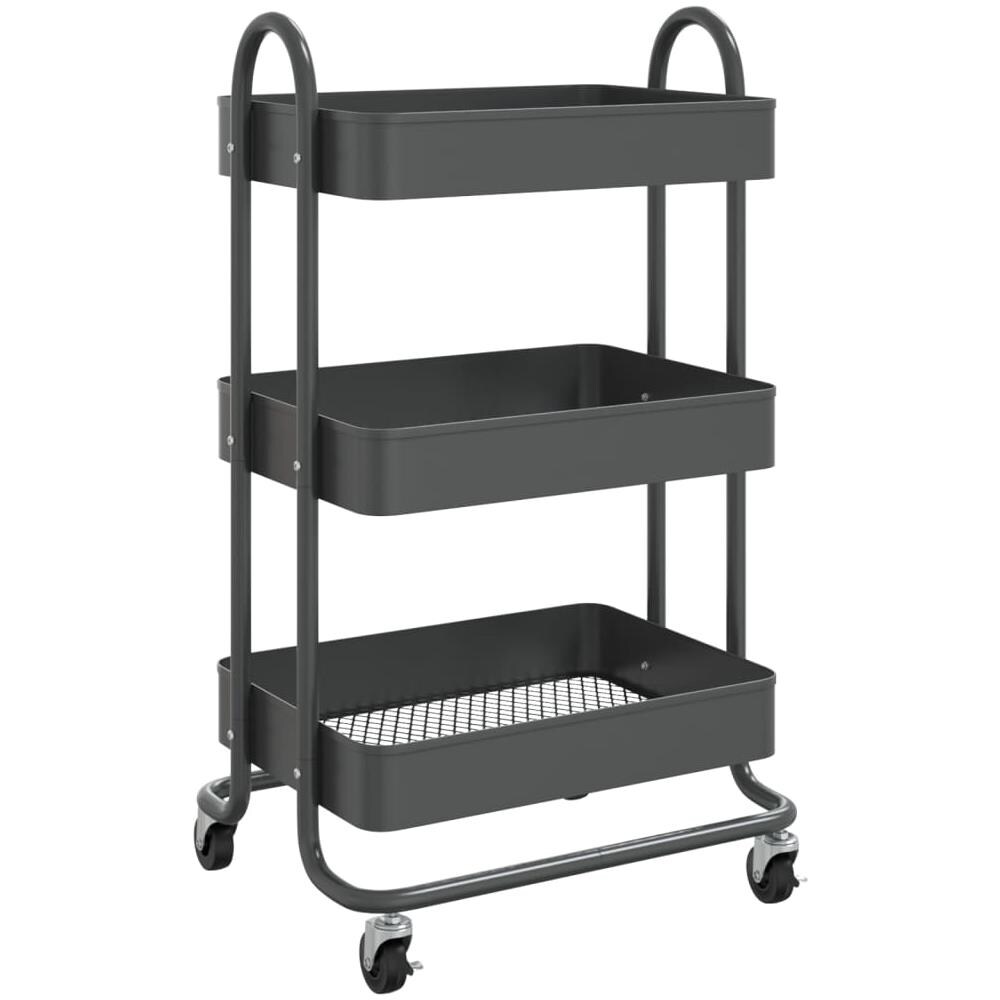 Carrello A 3 Livelli Antracite 43x34x79 Cm In Acciaio - Foto 2