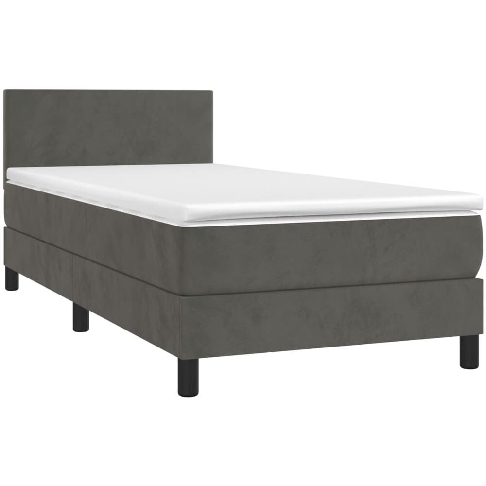 Letto A Molle Con Materasso E Led Grigio Scuro 90x200cm Velluto - Foto 3