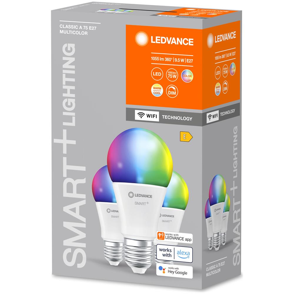 Ledvance Lampada Led Intelligente Con Tecnologia Wifi, E27-base Ottica Opaca, colori Rgbw Modificabili, Colore Della Luce Modificabile (2700k-6500k), 1055 Lm, 3-confezione - Foto 8