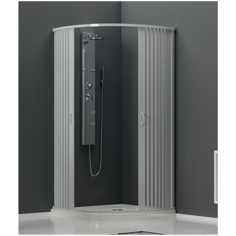 Cabina De Ducha Semicircular De PVC Extensible - 1 Puerta, Medidas 90x90x185 Cm, Ideal Para Espacios Pequeños