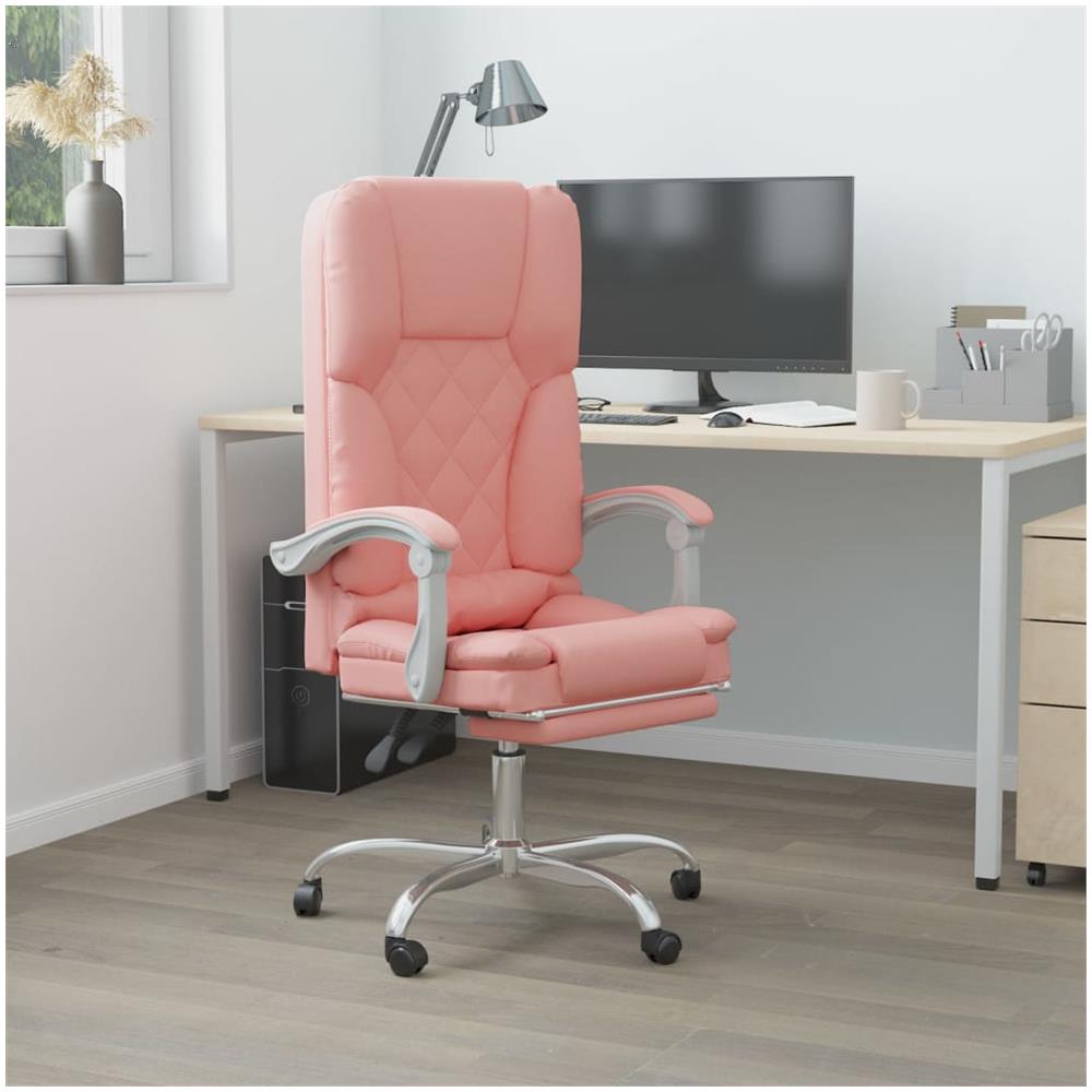 Poltrona da Ufficio Massaggiante Reclinabile rosa in Similpelle - Foto 1
