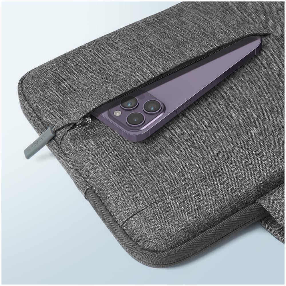 Borsa Per Macbook 13 Pollici, Nylon Impermeabile Multi-scomparto, Grigia - Foto 5