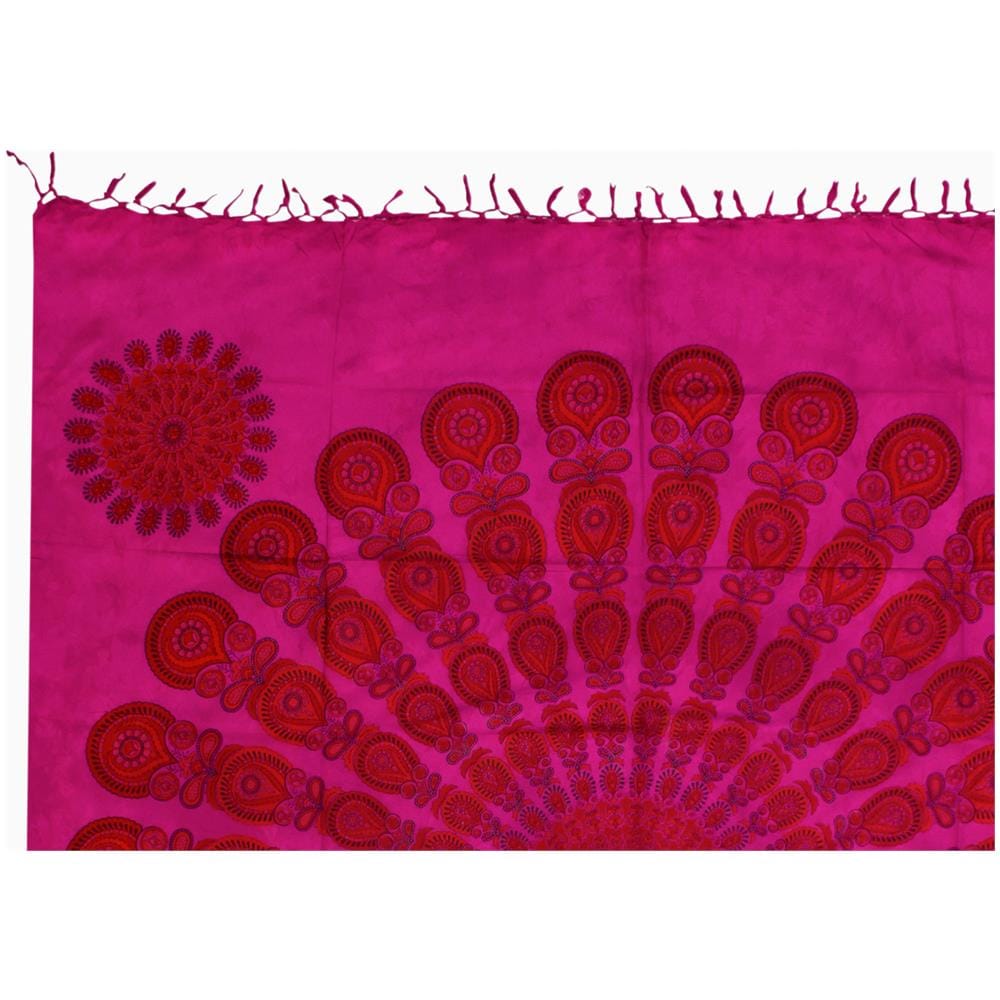 Telo Mare Spiaggia Grande Antisabbia Parasole Modello Batik Pavone Pavone Fucsia - Foto 1