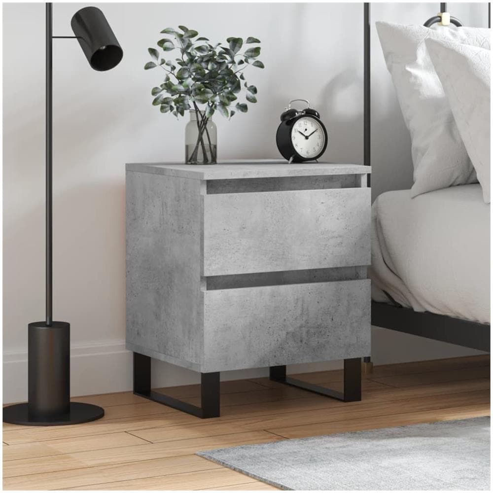 Comodino Grigio Cemento 40x35x50 Cm In Legno Multistrato - Foto 1